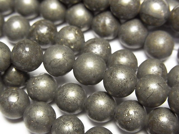 [Video]Golden Pyrite AAA Round 8mm 1strand beads (aprx.14inch/35cm)