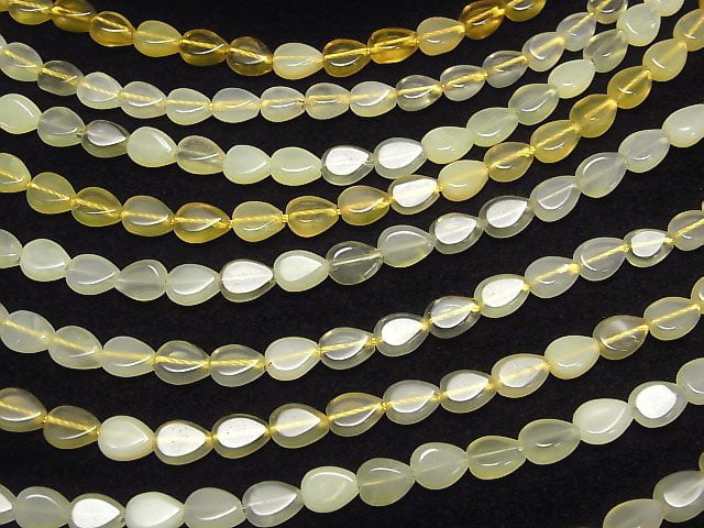 [Video]Yellow Opal AA++ Vertical Hole Pear shape (Smooth) 7x5mm 1strand beads (aprx.7inch/18cm)