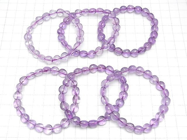 [Video]Amethyst AA++ Vertical Hole Heart 8x8x6mm Bracelet