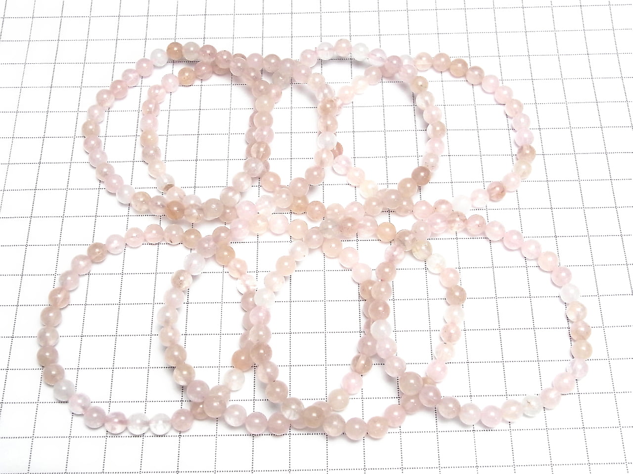 Bracelet en morganite AA++ ronde de 6 mm