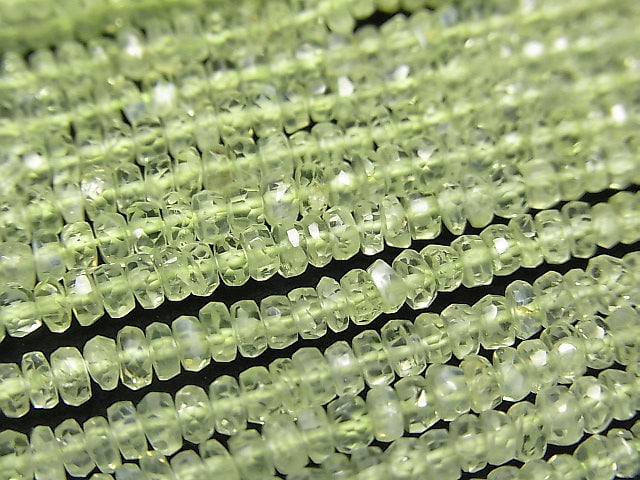 [Video]High Quality! Chrysoberyl AAA Faceted Button Rondelle 1/4 or 1strand beads (aprx.15inch/38cm)