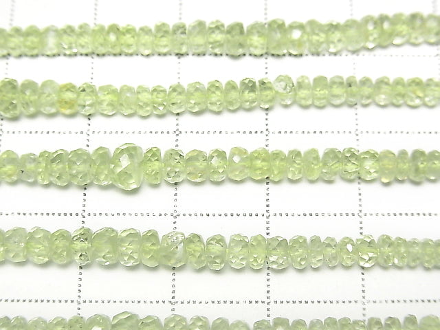 [Video]High Quality! Chrysoberyl AAA Faceted Button Rondelle 1/4 or 1strand beads (aprx.15inch/38cm)