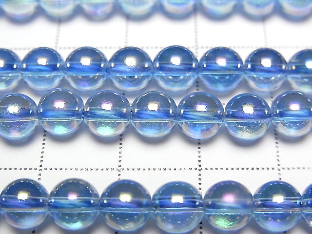 [Video] Aqua Aura Crystal Quartz Round 6mm half or 1strand beads (aprx.15inch/38cm)
