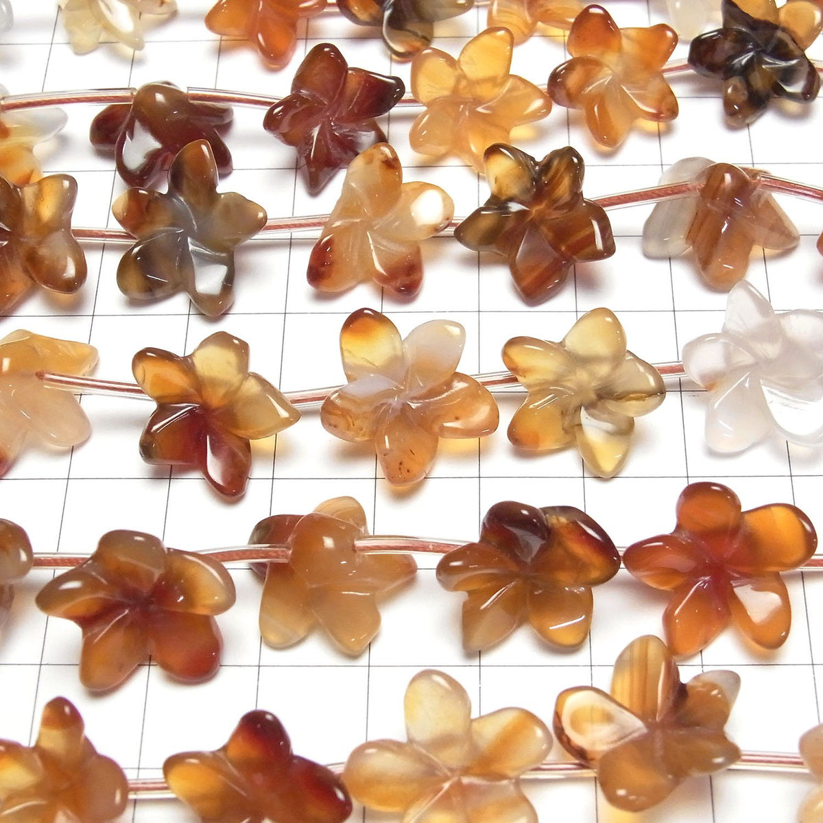 Fleur de Cornaline Mixte, 1 fil de perles (env. 36 cm/15 pouces)
