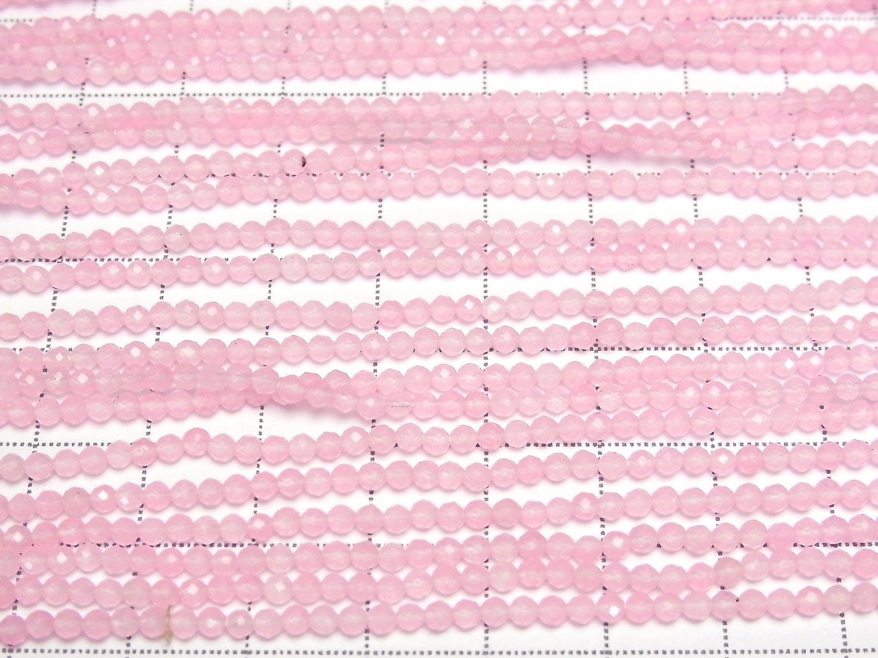 Haute Qualité ! Perles de jade rondes à facettes, couleur rose clair, 3mm, 1 fil (environ 30cm)