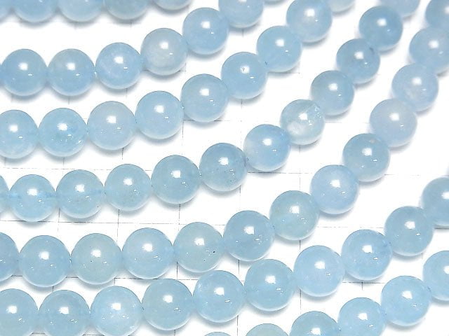 [Video]Aquamarine AAA- Round 8.5mm 1/4 or 1strand beads (aprx.15inch/38cm)