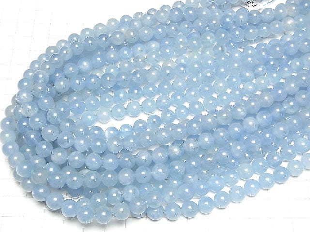 [Video]Aquamarine AAA- Round 8.5mm 1/4 or 1strand beads (aprx.15inch/38cm)