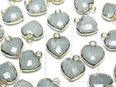 [Video]Aquamarine Heart cut charm gold color 3pcs