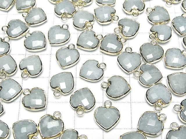[Video]Aquamarine Heart cut charm gold color 3pcs