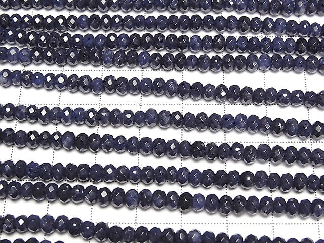 High Quality! Navy color Jade Faceted Button Rondelle 4x4x2.5mm 1strand beads (aprx.13inch/33cm)