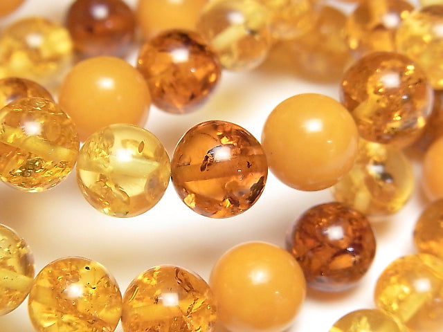[Video]  Multicolor Amber Round 10mm 1strand (Bracelet)