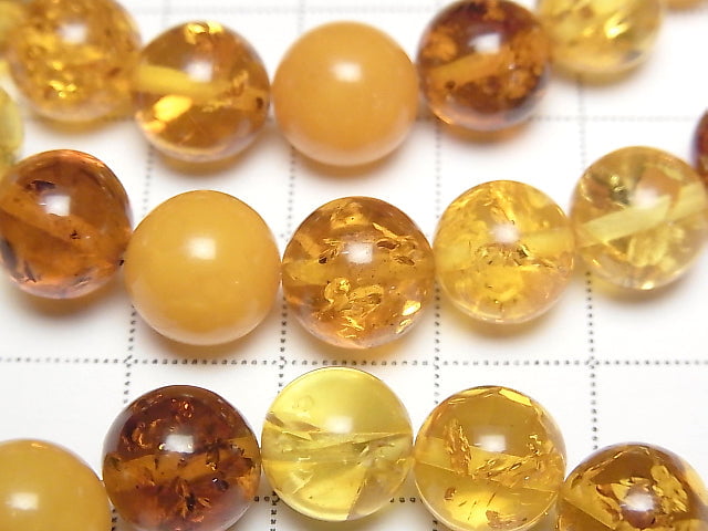 [Video]  Multicolor Amber Round 10mm 1strand (Bracelet)