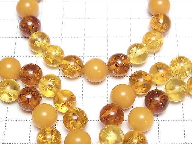 [Video]  Multicolor Amber Round 10mm 1strand (Bracelet)