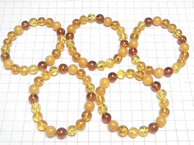 [Video]  Multicolor Amber Round 10mm 1strand (Bracelet)