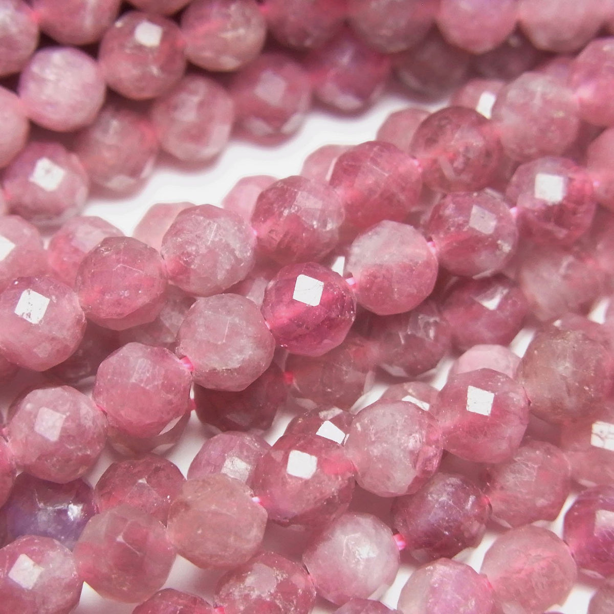 Haute Qualité ! Tourmaline Rose AAA - Perles rondes facettées de 5 mm, demi-fil ou 1 fil (environ 15 pouces/36 cm)