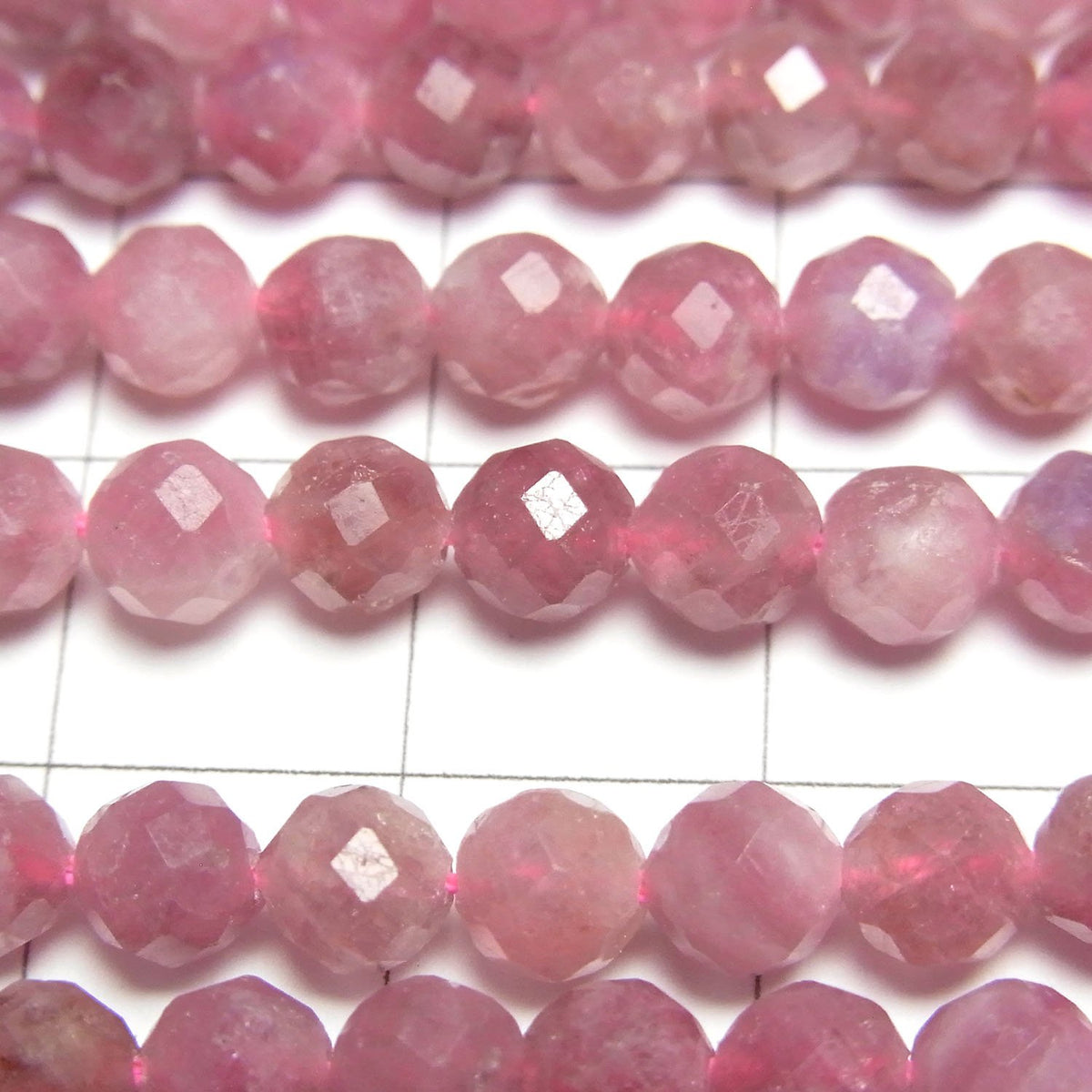 Haute Qualité ! Tourmaline Rose AAA - Perles rondes facettées de 5 mm, demi-fil ou 1 fil (environ 15 pouces/36 cm)
