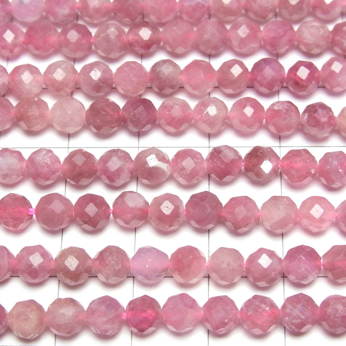 Haute Qualité ! Tourmaline Rose AAA - Perles rondes facettées de 5 mm, demi-fil ou 1 fil (environ 15 pouces/36 cm)