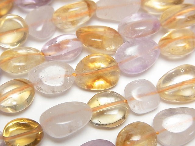 [Video]Citrine x Pink Amethyst AA+ Nugget 1strand beads (aprx.15inch/38cm)