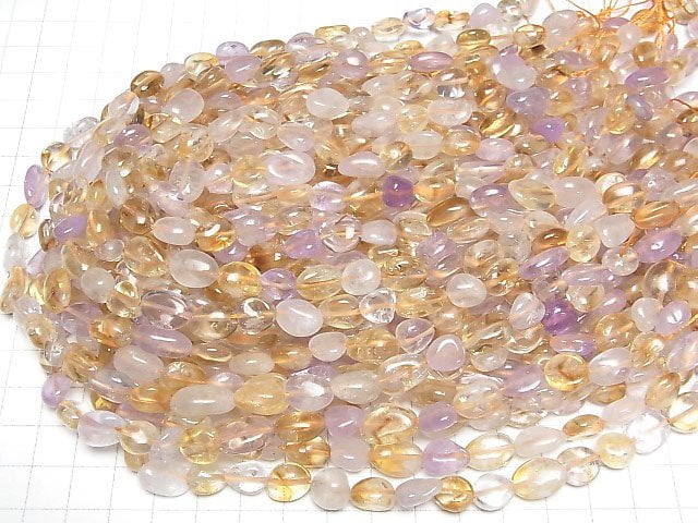 [Video]Citrine x Pink Amethyst AA+ Nugget 1strand beads (aprx.15inch/38cm)