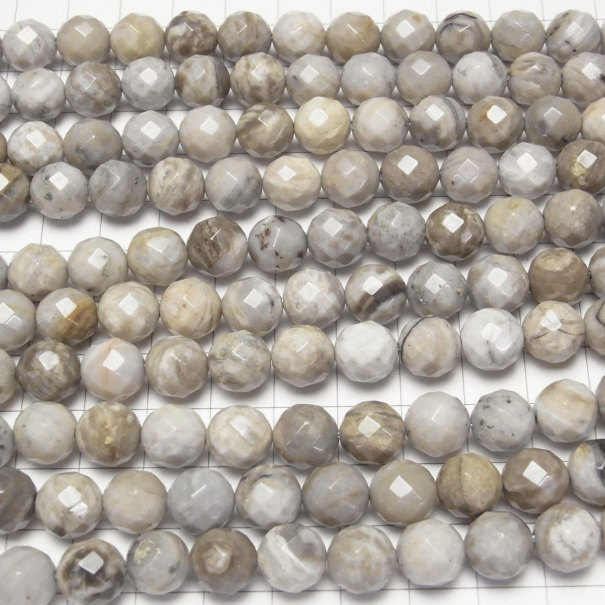 Silver Leaf Jasper 64Faceted Round 10mm half or 1strand beads (aprx.15inch/37cm)