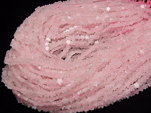 [Video] Rose Quartz AA+ Star 6x6mm 1strand beads (aprx.15inch/36cm)