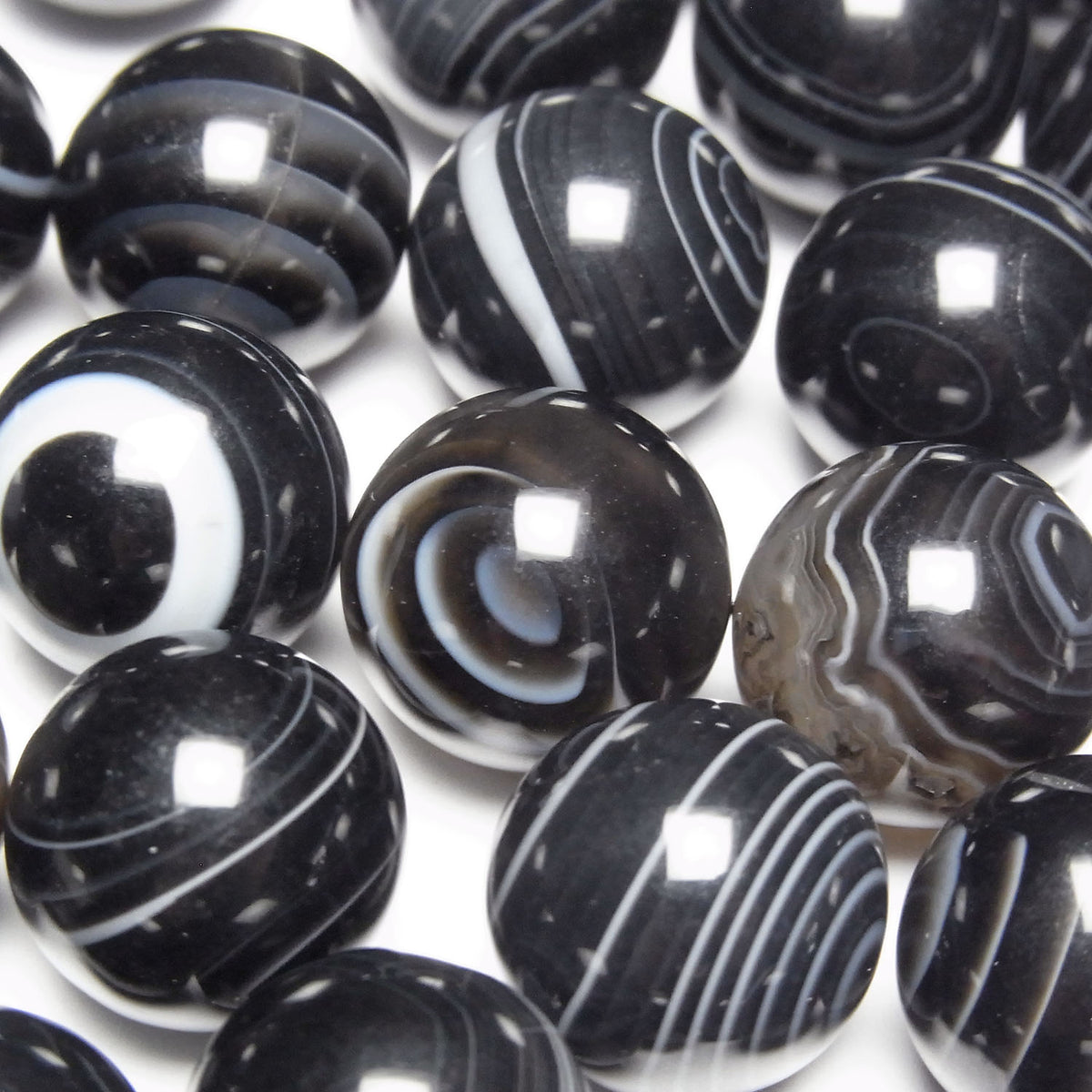 Sphère Onyx Rayé, Ronde 15mm 3pcs