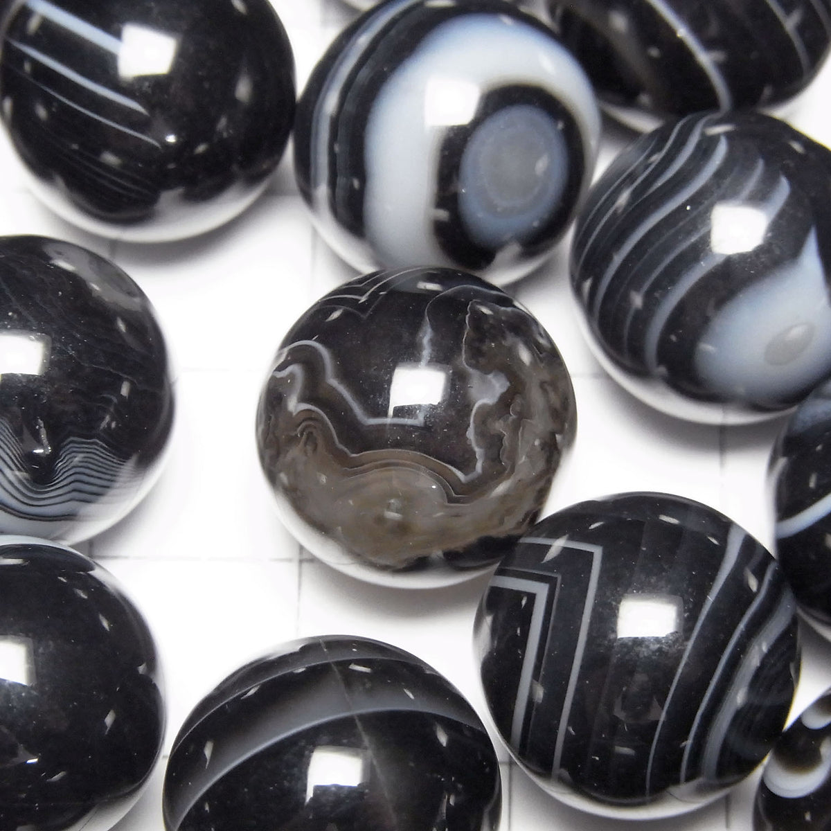 Sphère Onyx Rayé, Ronde 15mm 3pcs