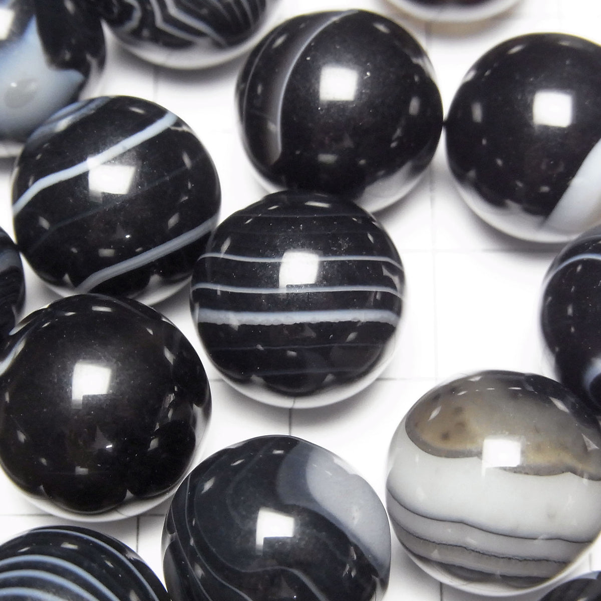 Sphère Onyx Rayé, Ronde 15mm 3pcs