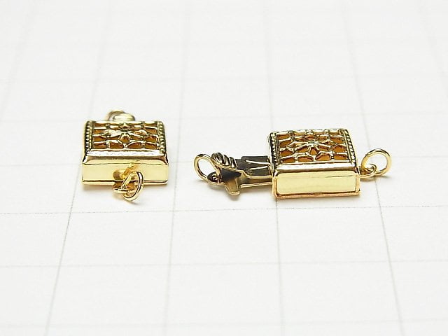 14KGF Clasp  Square  13.5x8x4mm 1pc