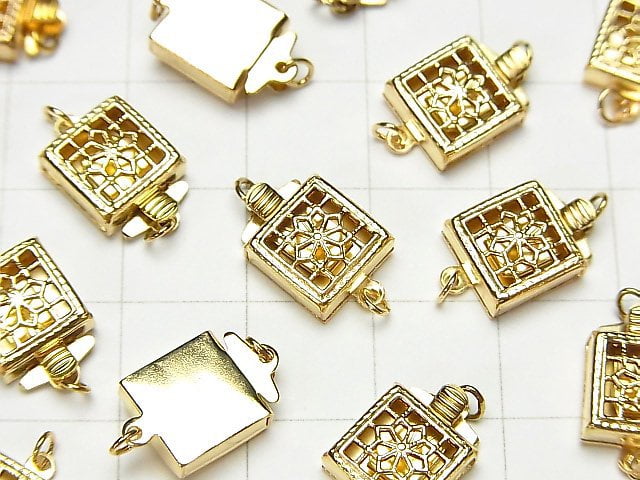 14KGF Clasp  Square  13.5x8x4mm 1pc