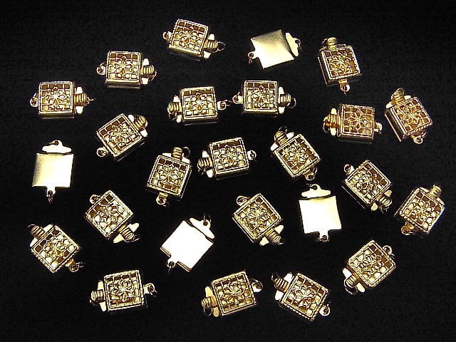 14KGF Clasp  Square  13.5x8x4mm 1pc