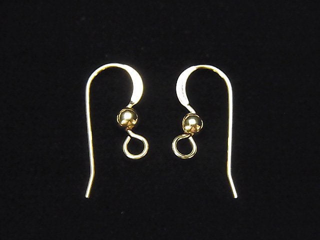 14KGF Earwire with Round Beads 18x7mm 1pair - !
