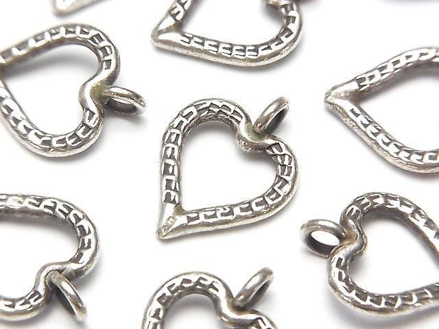 Karen Silver Heart Ornament Charm 17x12x2mm 1pc