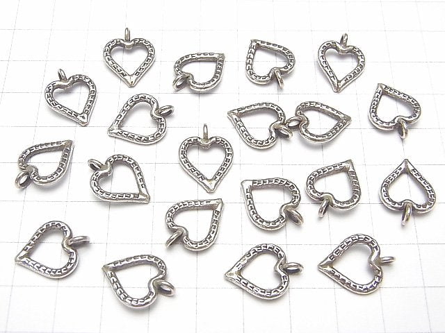 Karen Silver Heart Charm 17x12x2mm 1pc