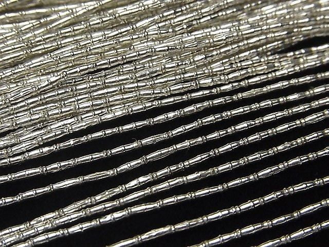 Karen Silver Patterned Tube 4.5x1.5x1.5mm Half or 1-strand beads (approx. 26 inches/66 cm)