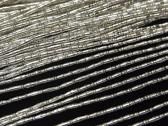 Karen Silver Patterned Tube 4.5x1.5x1.5mm half or 1strand beads (aprx.26inch/66cm)