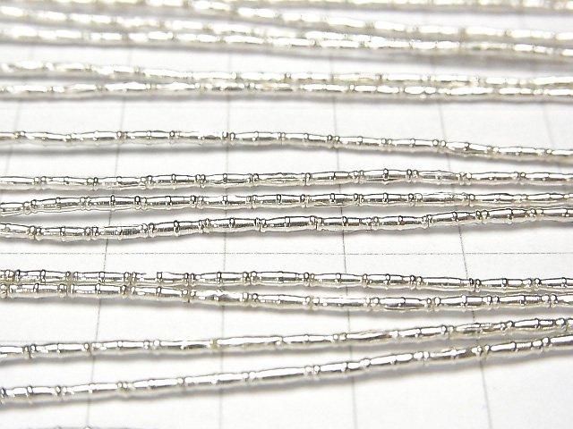 Karen Silver Patterned Tube 4.5x1.5x1.5mm Half or 1-strand beads (approx. 26 inches/66 cm)