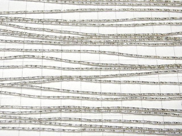 Karen Silver Patterned Tube 4.5x1.5x1.5mm Half or 1-strand beads (approx. 26 inches/66 cm)