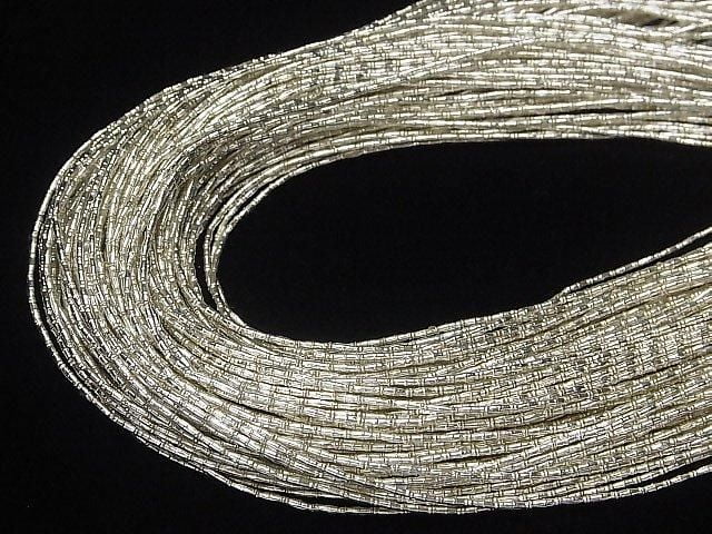 Karen Silver Patterned Tube 4.5x1.5x1.5mm Half or 1-strand beads (approx. 26 inches/66 cm)