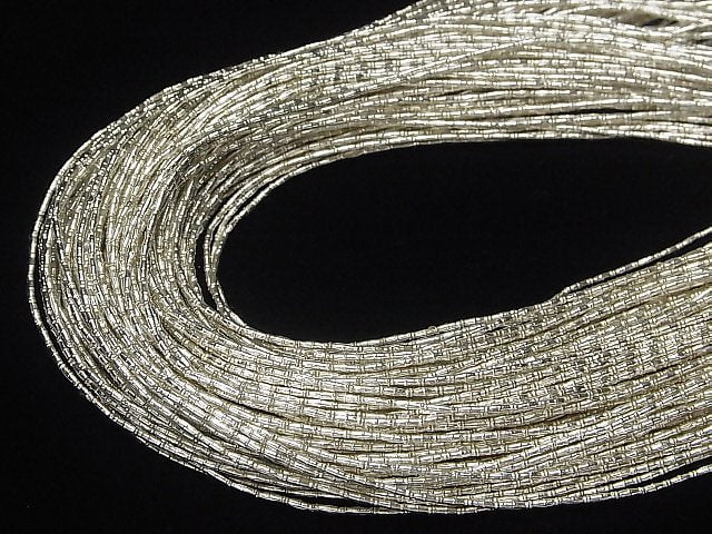 Karen Silver Patterned Tube 4.5x1.5x1.5mm half or 1strand beads (aprx.26inch/66cm)