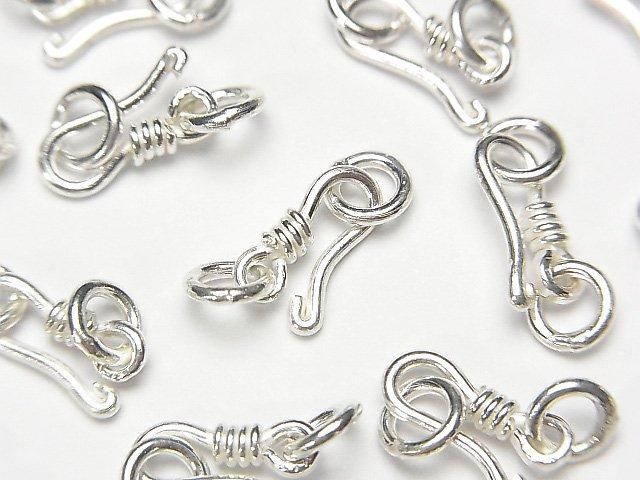 Silver925 Jump Ring with U Hook 10x4mm White Silver 2pcs