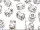 Metal parts Rondelle (Tube) 12x9.5x9.5mm Silver color (with CZ) 1pc