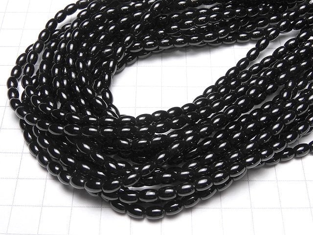 [Video]Onyx AAA Rice 6x4x4mm 1strand beads (aprx.15inch/36cm)