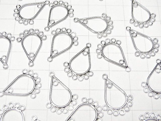 Silver 925 Pear-shaped Chandelier Charm, White Silver, 2pcs