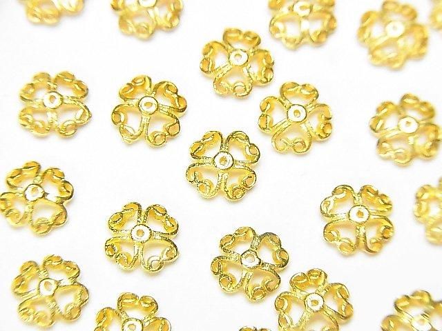 Silver 925 Bead Caps 6x6x2mm 18KGP 5pcs