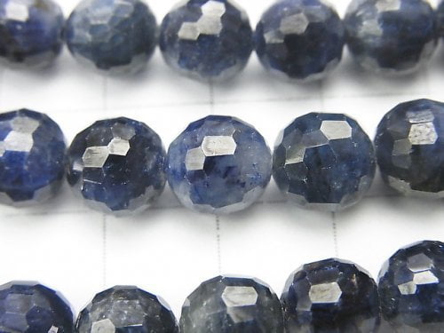 [Video][One of a kind] High Quality!  Top Quality Sapphire AAA Faceted Round 7.5-8.5mm  1strand beads (aprx.18inch/44cm) NO.2