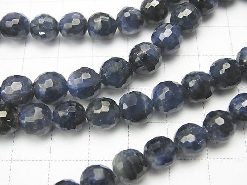 [Video][One of a kind] High Quality!  Top Quality Sapphire AAA Faceted Round 7.5-8.5mm  1strand beads (aprx.18inch/44cm) NO.2