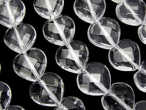 Crystal Quartz, Heart Gemstone Beads