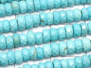 Magnesite Turquoise  Faceted Button Rondelle 4x4x2mm 1strand beads (aprx.15inch/37cm)