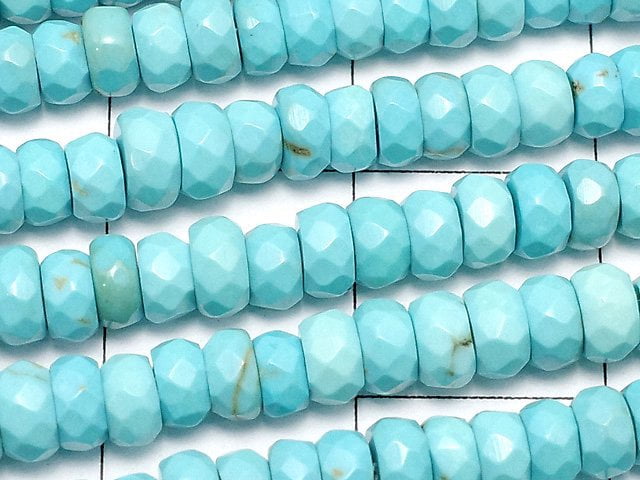 1strand $7.79! Magnesite Turquoise  Faceted Button Roundel 4x4x2mm 1strand beads (aprx.15inch/37cm)